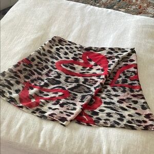 Leopard Print Scarf with Red Accents
